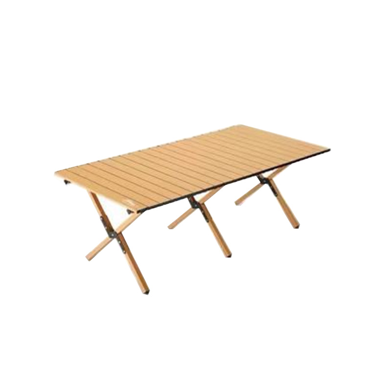 Mesa de camping enrollable ligera de veta de madera